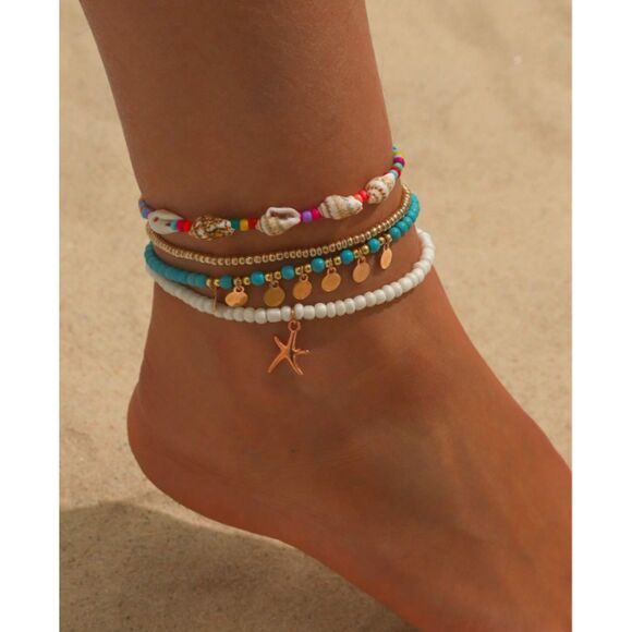 New Boho Beach Anklet with Starfish, OS - Picture 4 of 4
